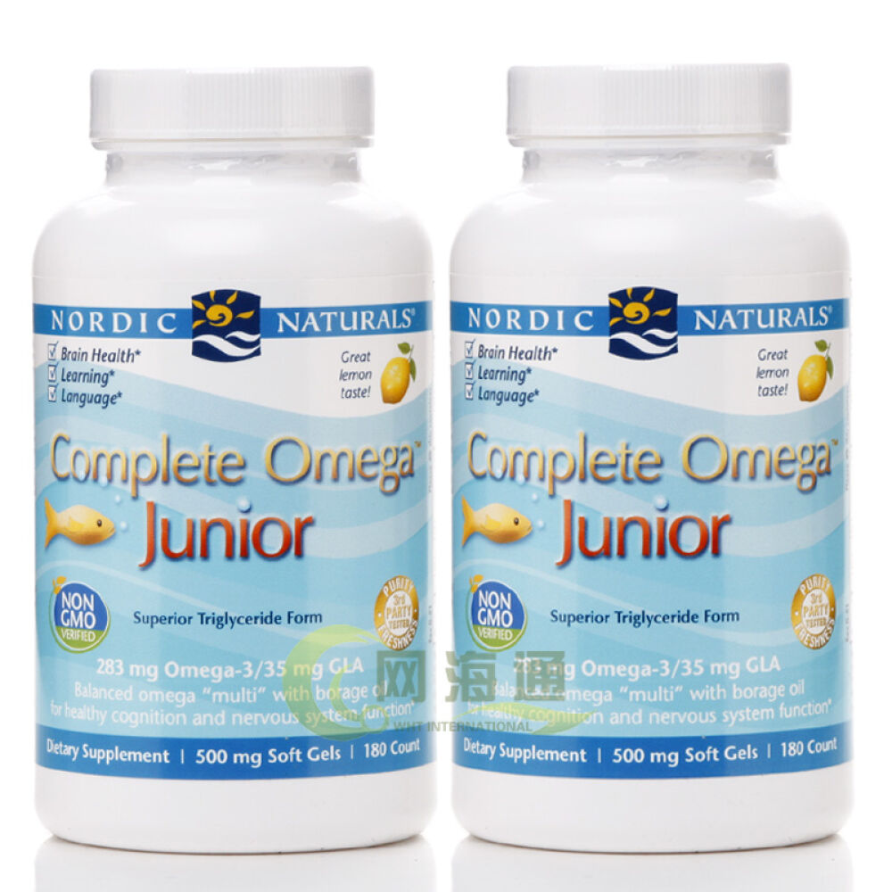 美国进口挪威小鱼NordicNaturals儿童omega青少年DHA鱼油180粒1瓶装(5岁以上)