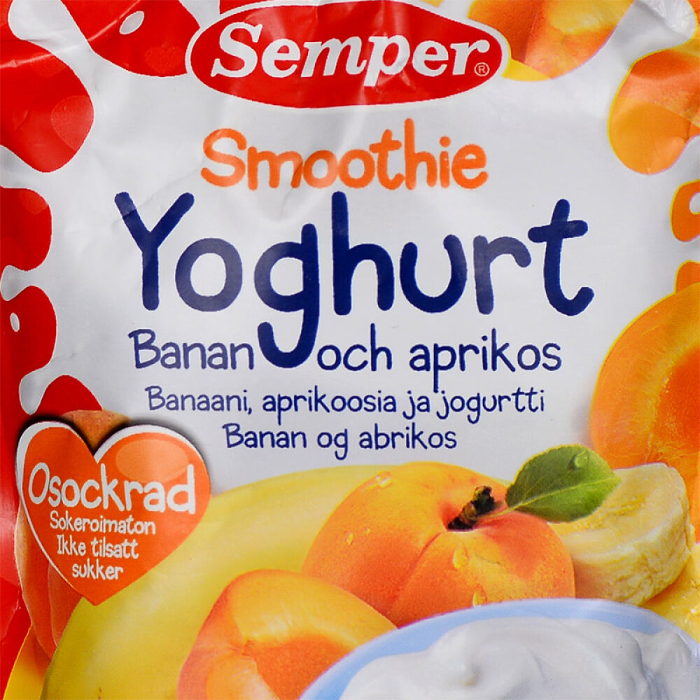 丹麦原装进口【森宝Semper】婴幼儿水果泥90克吸吸乐多种口味水果酸奶(杏子和香蕉)