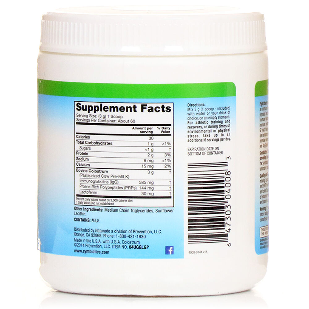 全球购美国进口Symbiotics纯牛初乳粉孕妇儿童婴儿牛初乳粉超值装纯牛初乳粉178g+纯牛初乳粉595g