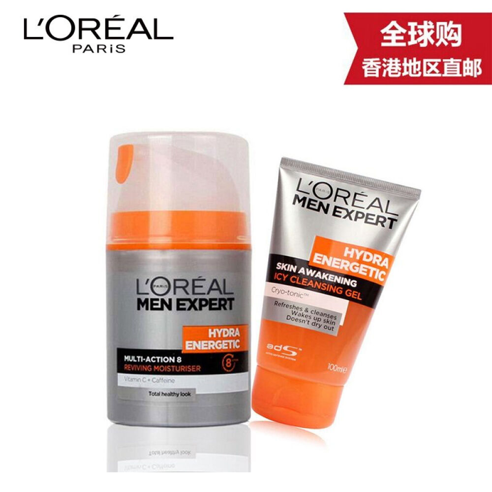 【香港地区直邮】LOREAL欧莱雅男士劲能系列洗面啫喱100ml+劲能醒肤露50ml