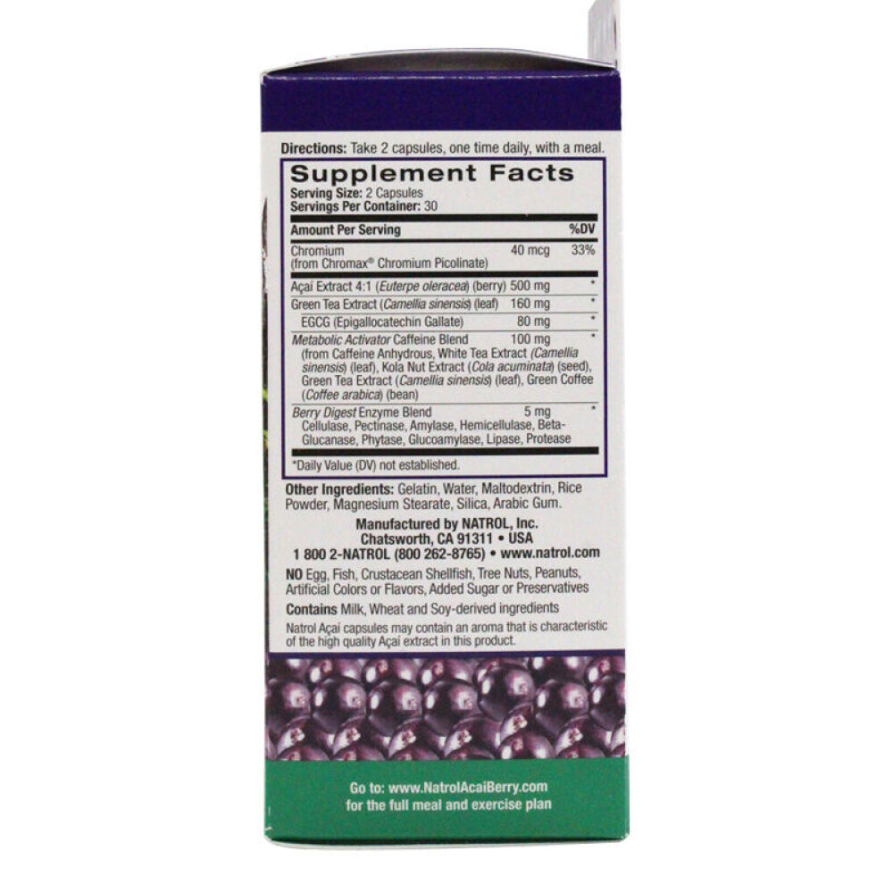NatrolAcai巴西莓减肥胶囊藤黄果快速瘦身减肚腩燃脂肪美容养颜组合装美体塑身巴西莓60粒
