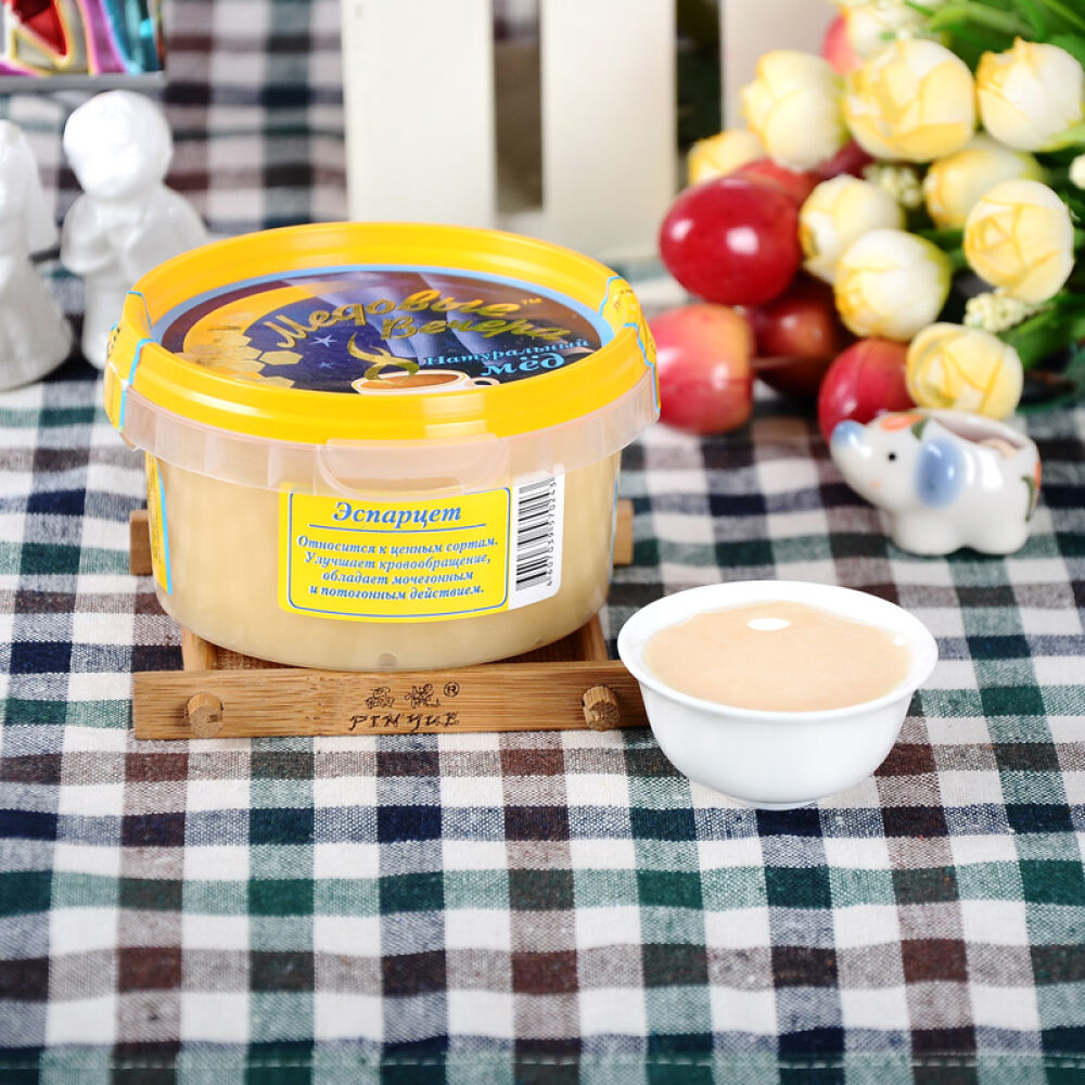 俄罗斯原装进口蜂蜜蜂蜜晚宴牌天然洋槐蜜等300g红豆草蜜(0243)