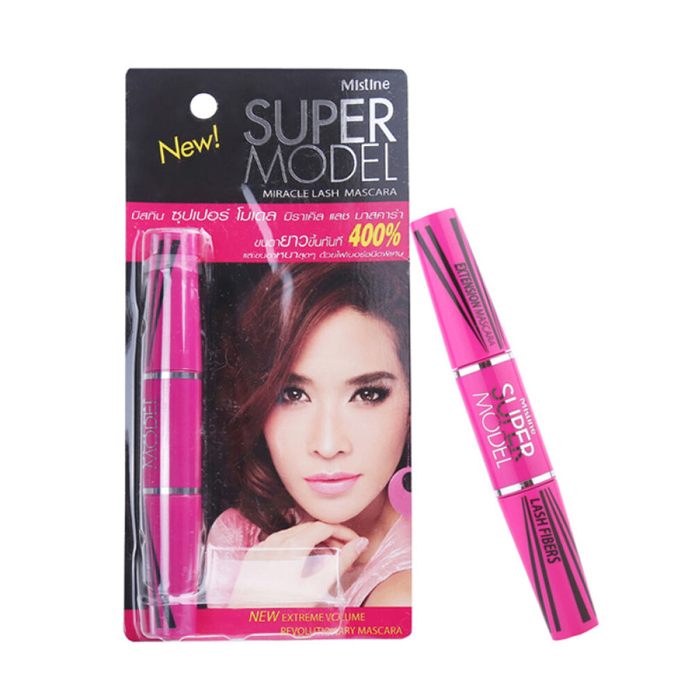 【包邮】泰国进口Mistine4D睫毛膏双头纤长浓密防水防汗卷翘不晕染增长粉色管+黑色管