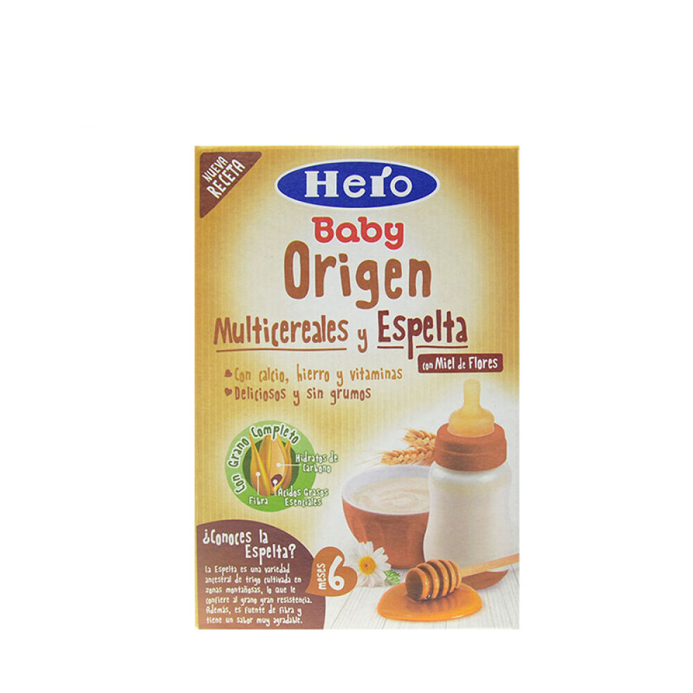 西班牙原装进口herobaby混合谷物斯佩尔特小麦蜂蜜米粉500g/盒(6个月以上)2盒
