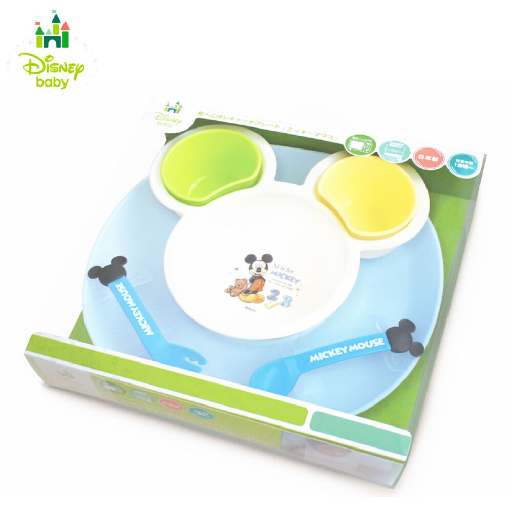 全球购日本进口Disney迪士尼/迪斯尼锦化成米奇-米妮儿童餐具餐盘套装六件套米奇蓝色六件套