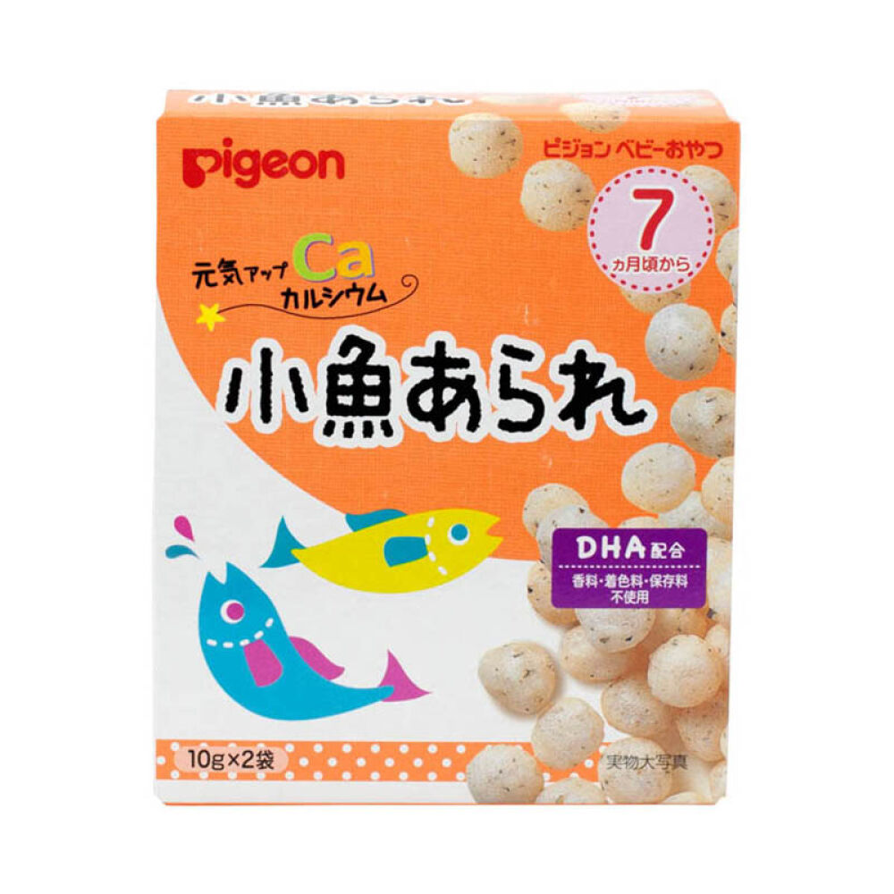 【全球购】日本原装pigeon贝亲7个月起婴幼儿鱼米波波饼10g*2包宝宝
