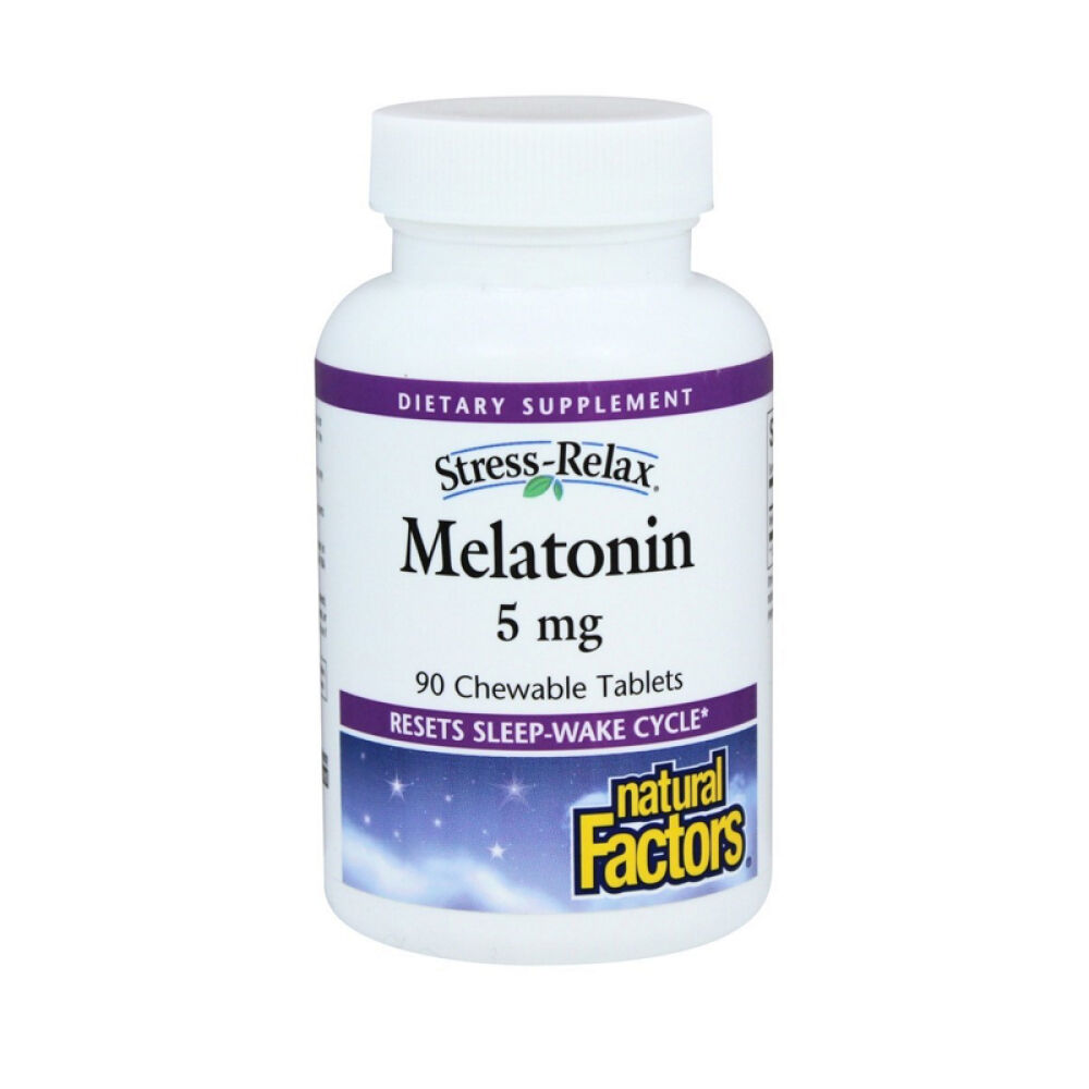 【美国正品直邮】NaturalFactors支持自然睡眠减少压力褪黑素咀嚼片未定义90片