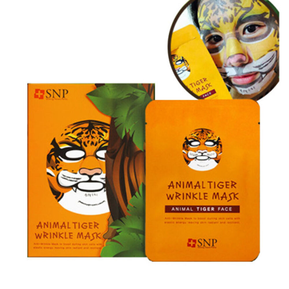 韩国SNP面膜药妆精华系列胶原蛋白竹炭黑炭/黑珍珠/海洋燕窝/火山岩水氧气4四部曲面膜老虎动物面膜改善细纹10片