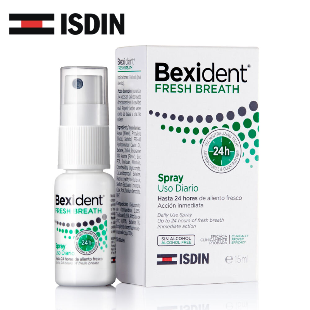 ISDIN怡思丁西班牙原装进口口气清新剂去口气口臭口腔异味漱口水口腔喷雾贝喜口气清新喷雾15ml