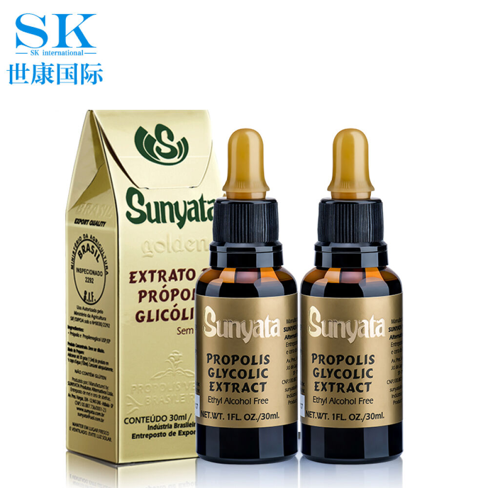 【全球购】Sunyata巴西天然绿蜂胶液滴剂非蜂胶软胶囊原装进口30ml/瓶2瓶装蜂胶液无酒精调节三高 【全球购】Sunyata巴西天然绿蜂胶液滴剂非蜂胶软胶囊原装进口30ml/瓶2瓶装蜂胶液无酒精调节三高