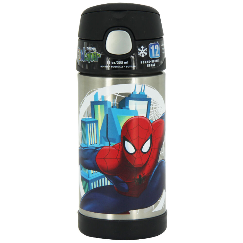 膳魔师thermos儿童保温杯吸管杯宝宝婴儿水壶小学生水杯355ml40-黑色-16蜘蛛侠-----355ml