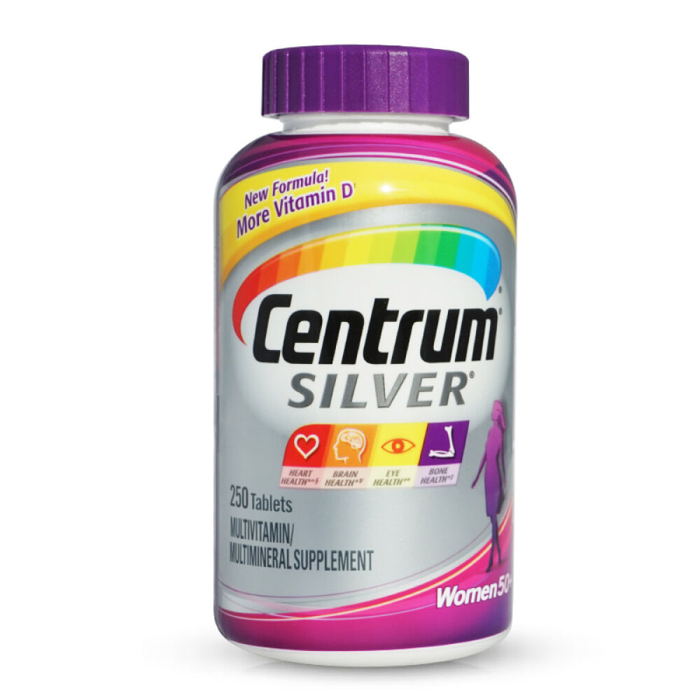 【全球购】善存Centrum银片银50+中老年矿物质多种维生素女士维生素250粒