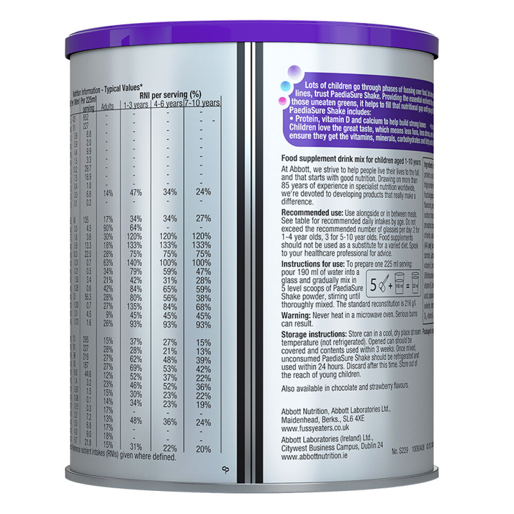 自营雅培(Abbott)奶粉英国版小安素营养粉香草味新加坡原装400g1-10岁