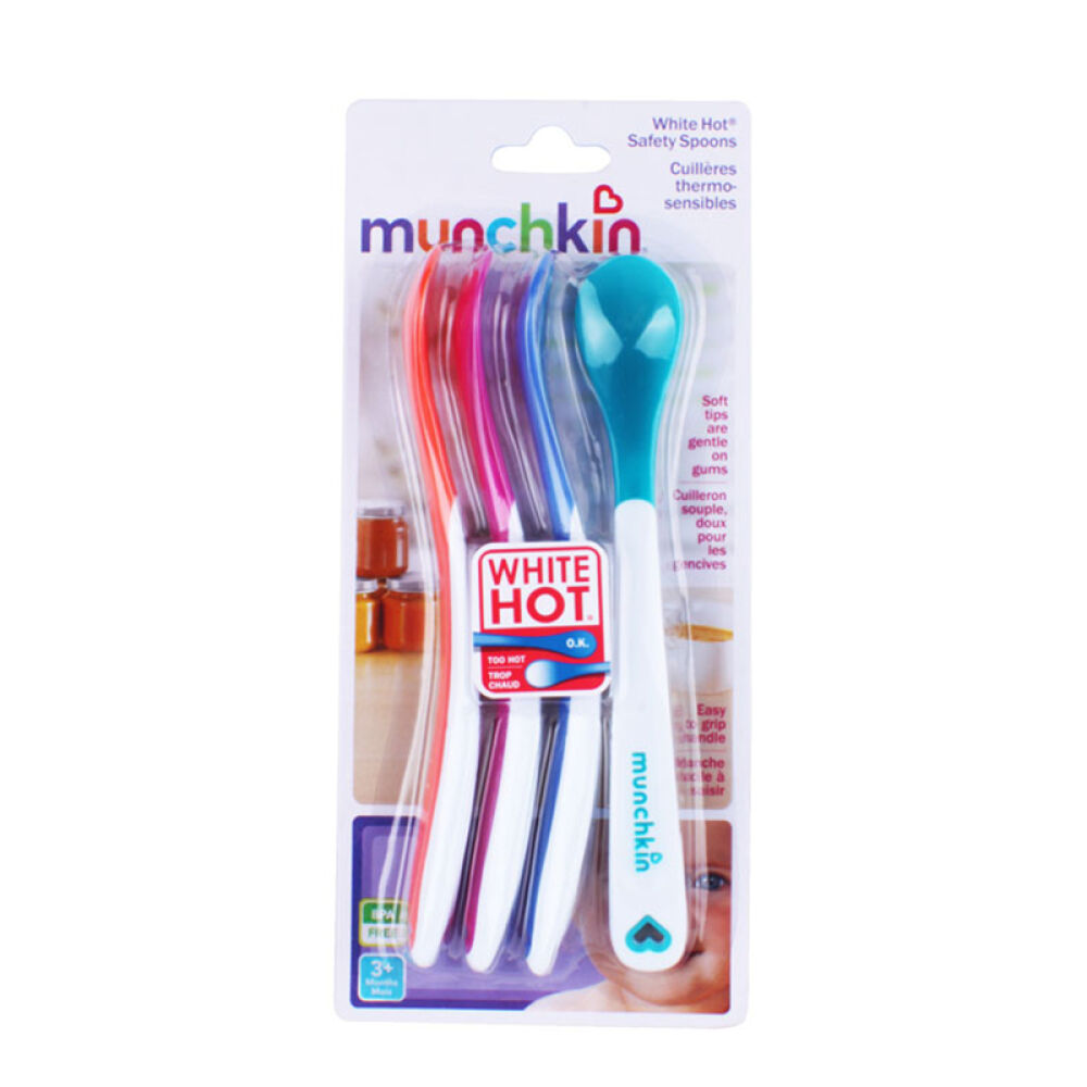 美国进口Munchkin满趣健儿童餐具婴儿碗勺变色感温勺4个装