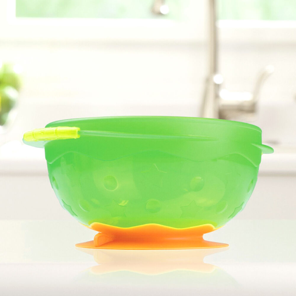 美国进口麦肯齐满趣健Munchkin婴儿吸盘碗软头勺零食杯宝宝训练碗儿童餐具带盖吸盘碗套装