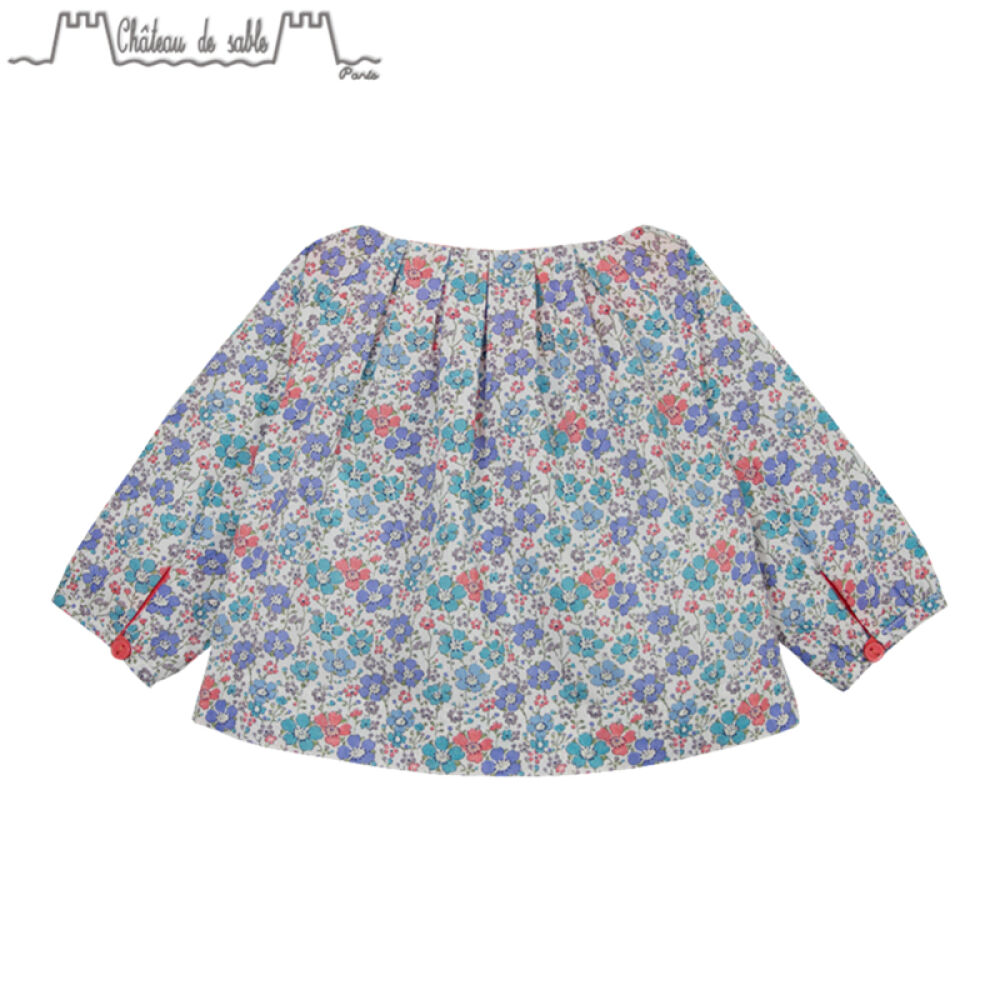 ChateauDeSableLOUISE女童花印罩衫娃娃衫春款上衣#020湖蓝色03M
