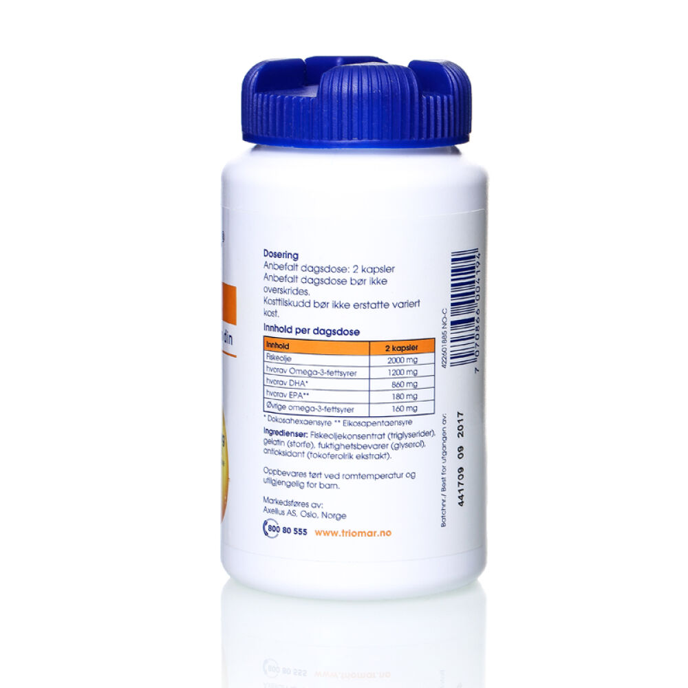 挪威原装进口Triomar高浓缩鱼油保护心脑血管高DHA促进大脑发育强骨健身大脑鱼油