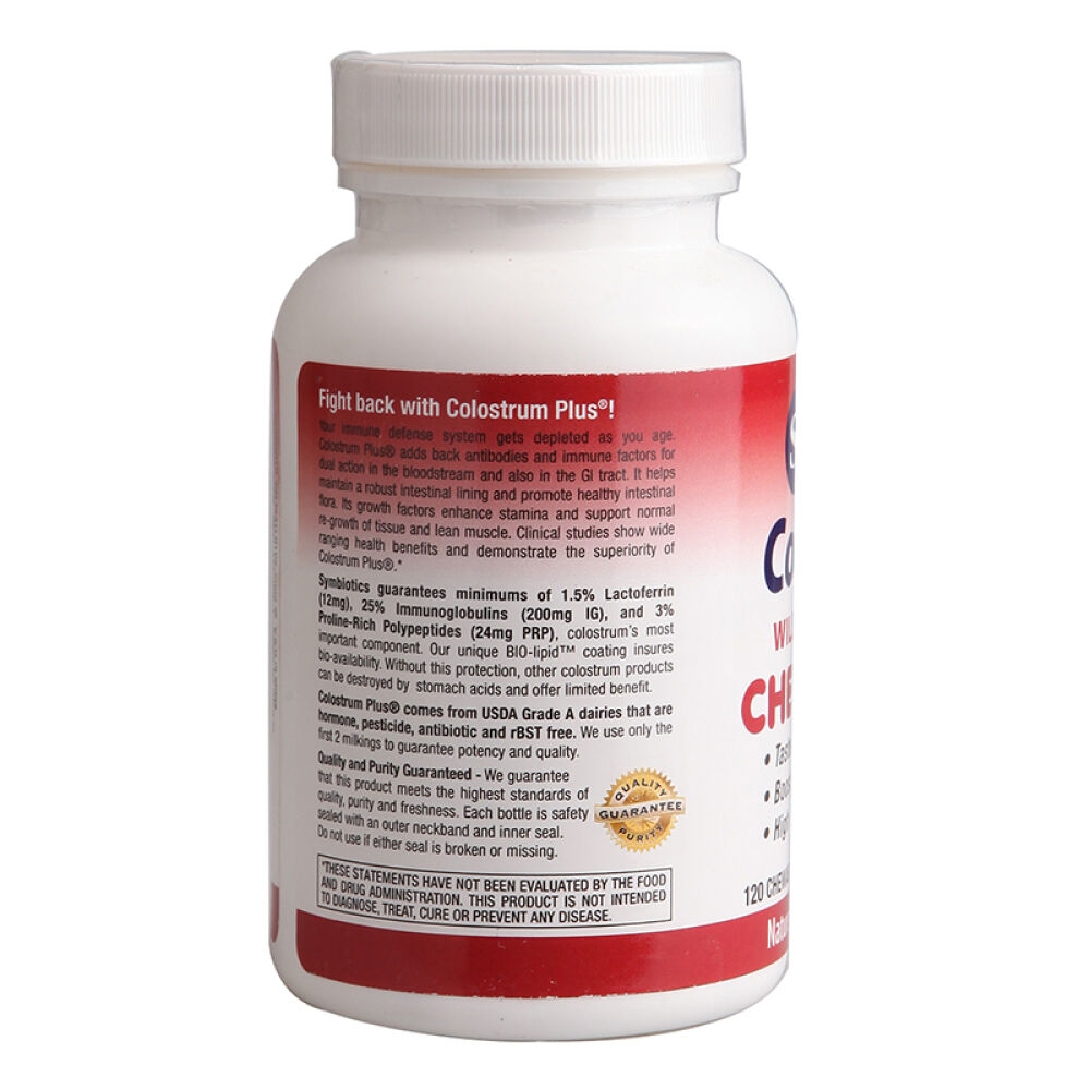 【全球购】美国原装Symbiotics婴儿纯牛初乳粉孕妇儿童成年人通用咀嚼片樱桃味120粒