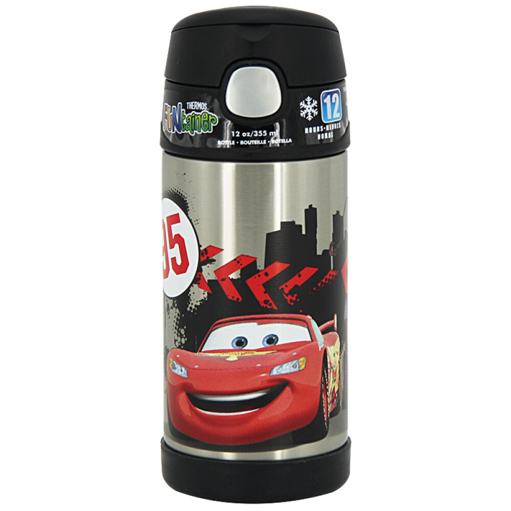 膳魔师thermos儿童保温杯吸管杯宝宝婴儿水壶小学生水杯355ml33-黑色-15汽车车总动员--355ml