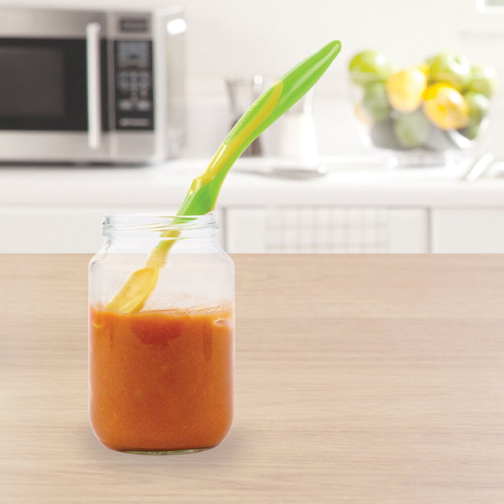 美国进口麦肯齐满趣健Munchkin婴儿吸盘碗软头勺零食杯宝宝训练碗儿童餐具彩色长柄小勺子6只装