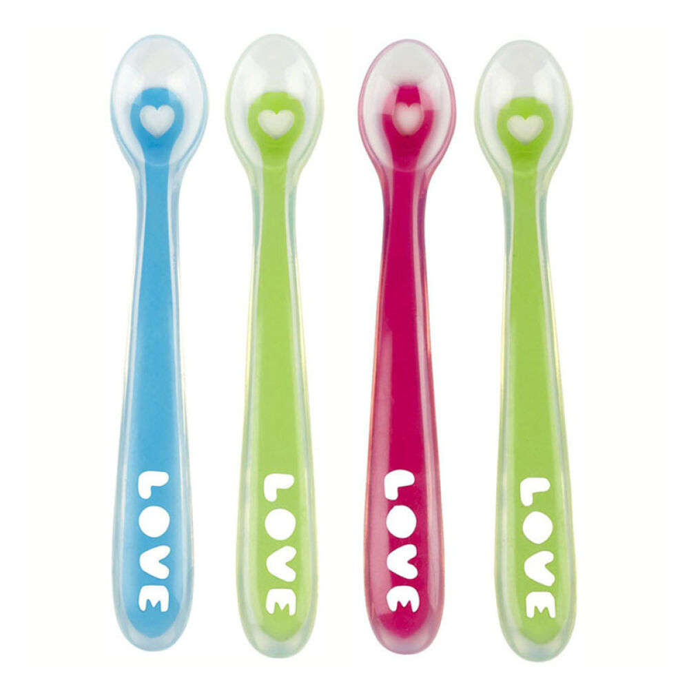 美国进口Munchkin满趣健儿童餐具婴儿碗勺硅胶软勺2个装(颜色随机发)