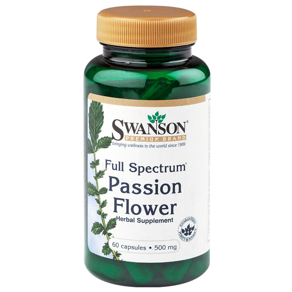 Swanson斯旺森西番莲安定睡眠片胶囊不含褪黑素500mg*60粒安神补脑助眠