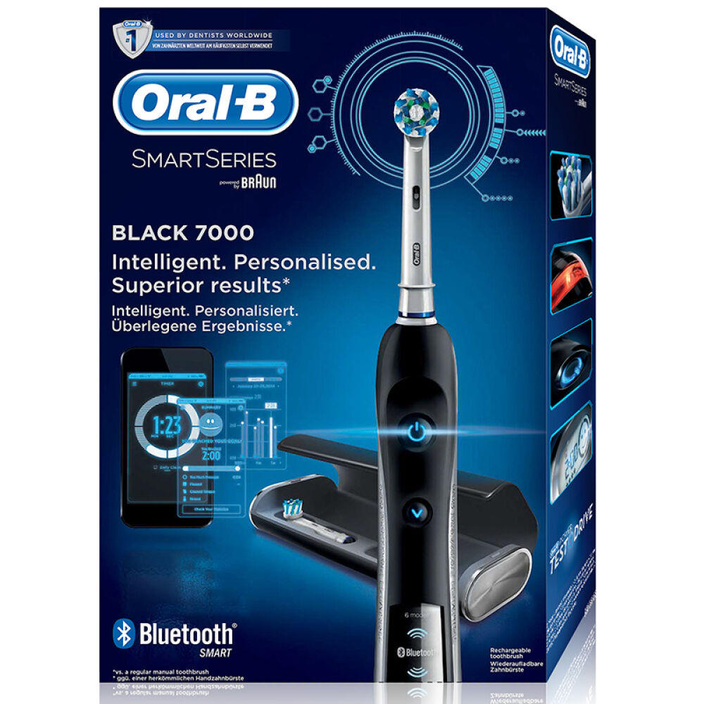 自营德国欧乐B(Oral-B)3D智能蓝牙电动牙刷极客黑P7000无线智能向导
