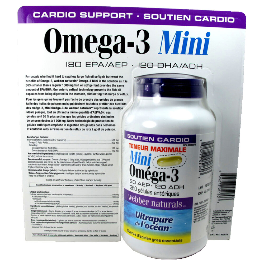 【全球购】加拿大直邮伟博webbernaturalsomega3深海鱼油迷你型360粒