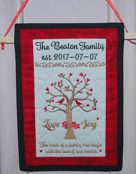 familytreeminiquilt,weddinggift,showergift,weddingannouncement