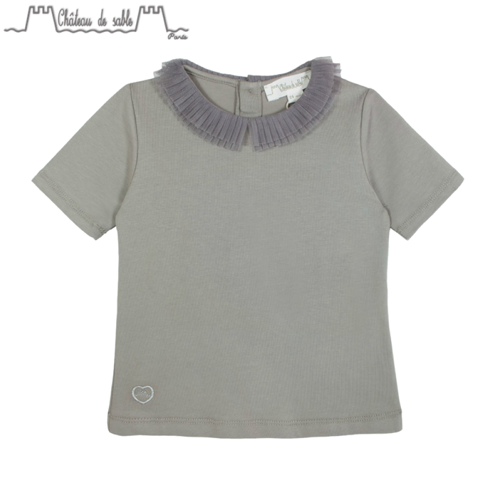 ChateauDeSableLOUISE女童印花T桖衫翻领短袖#040驼色04Y
