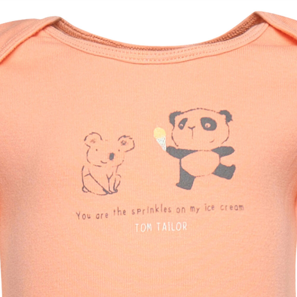 TOMTAILOR2016新款印花棱纹紧身女宝宝连体衣裤欧美可爱婴儿服珊瑚色92