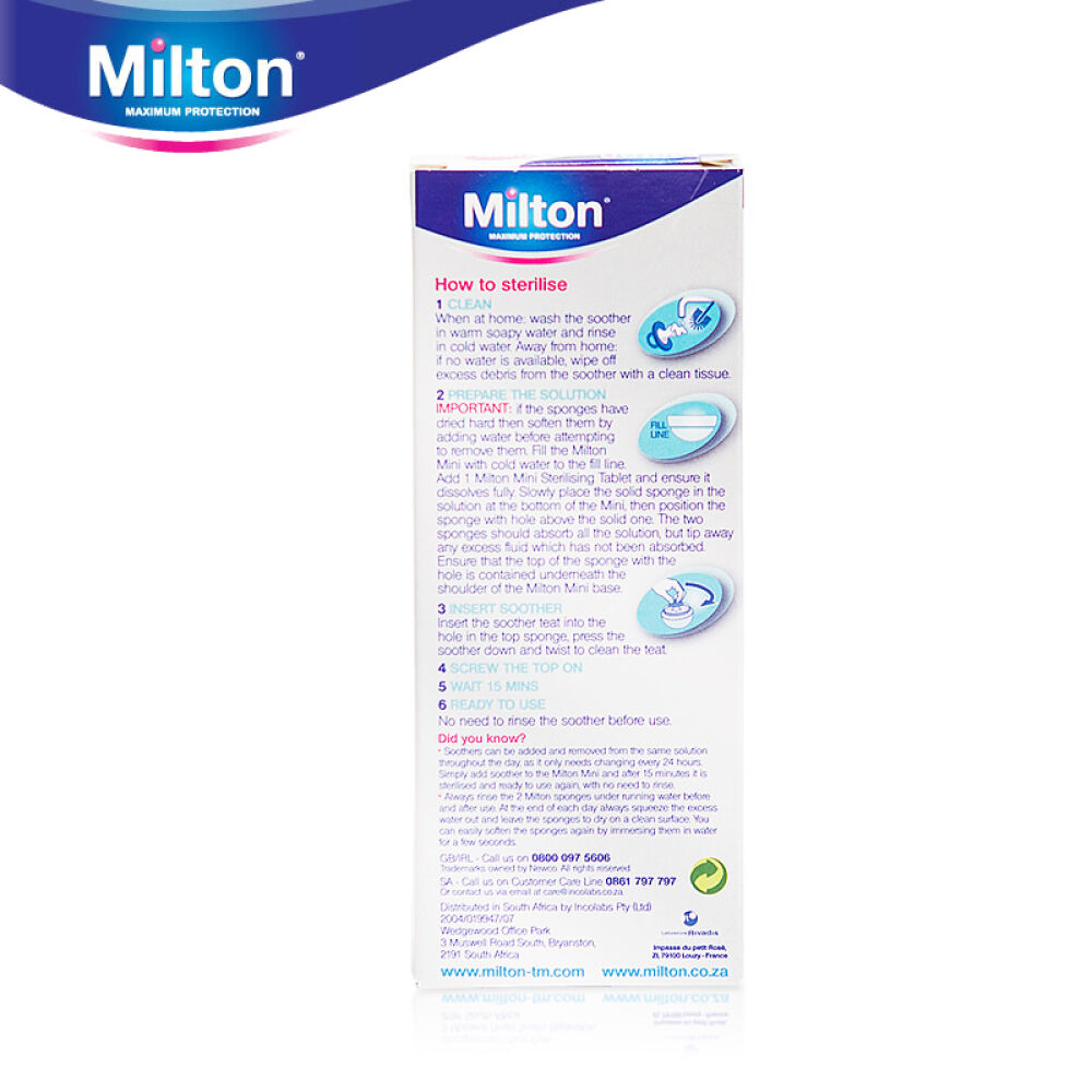 【全球购】英国milton妙儿康宝宝奶嘴消毒系列安抚奶嘴专用迷你杀菌