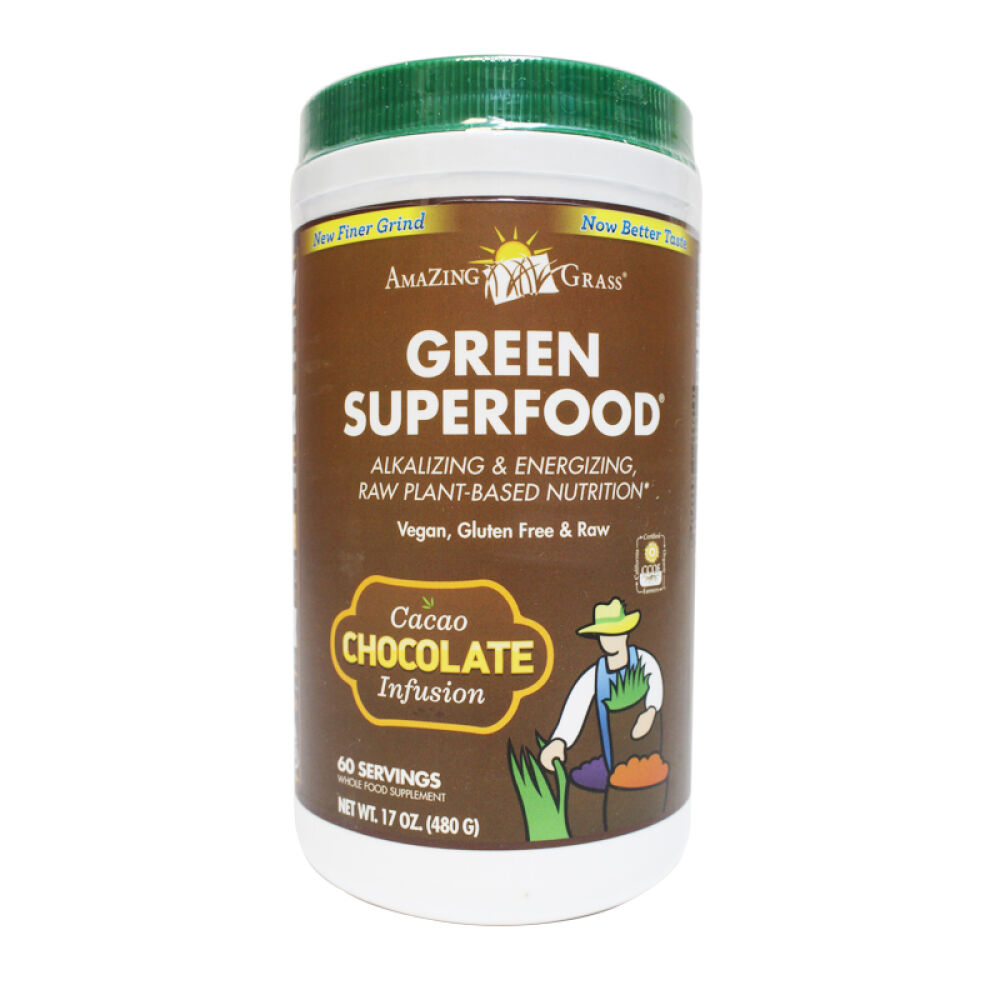 AmazingGrass天然有机小麦草粉大麦若叶480g巧克力味美国直邮4瓶