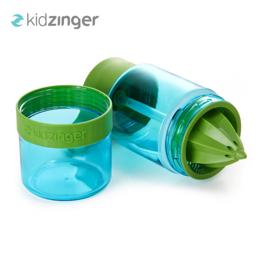 【全球购】柠檬杯Kidzinger活力瓶美国进口带吸管手动儿童水果榨汁杯473ml绿色