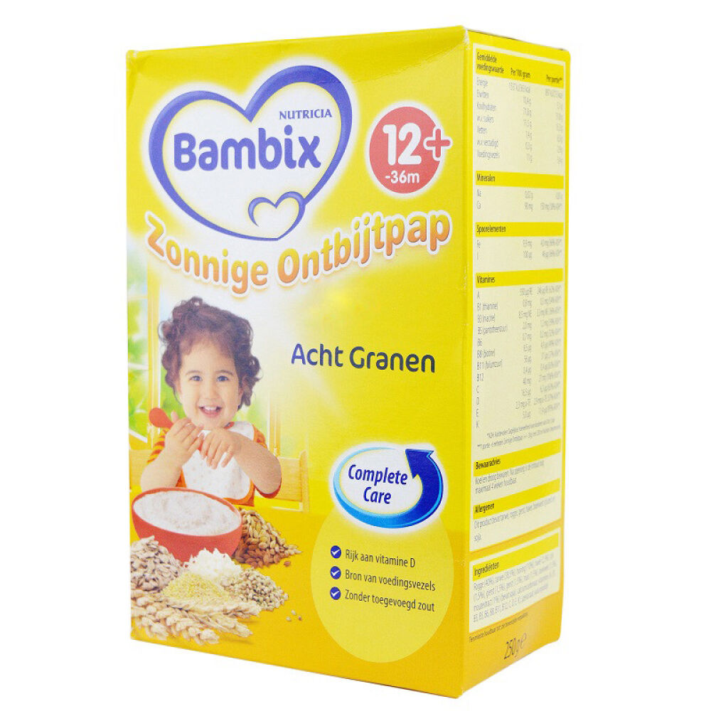 【全球购】荷兰牛栏bambix婴幼儿辅食宝宝成长米粉米糊原味2盒装8种谷物营养燕麦米粉米糊(12个月以上)250g