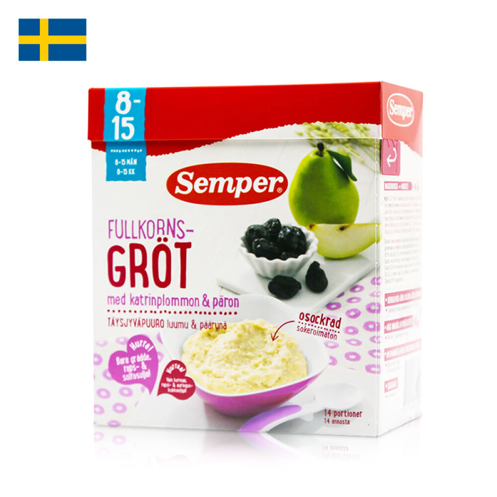 【瑞典直邮】Semper森宝水果麦粥米糊米粉8-15个月梅干香梨口味米粉