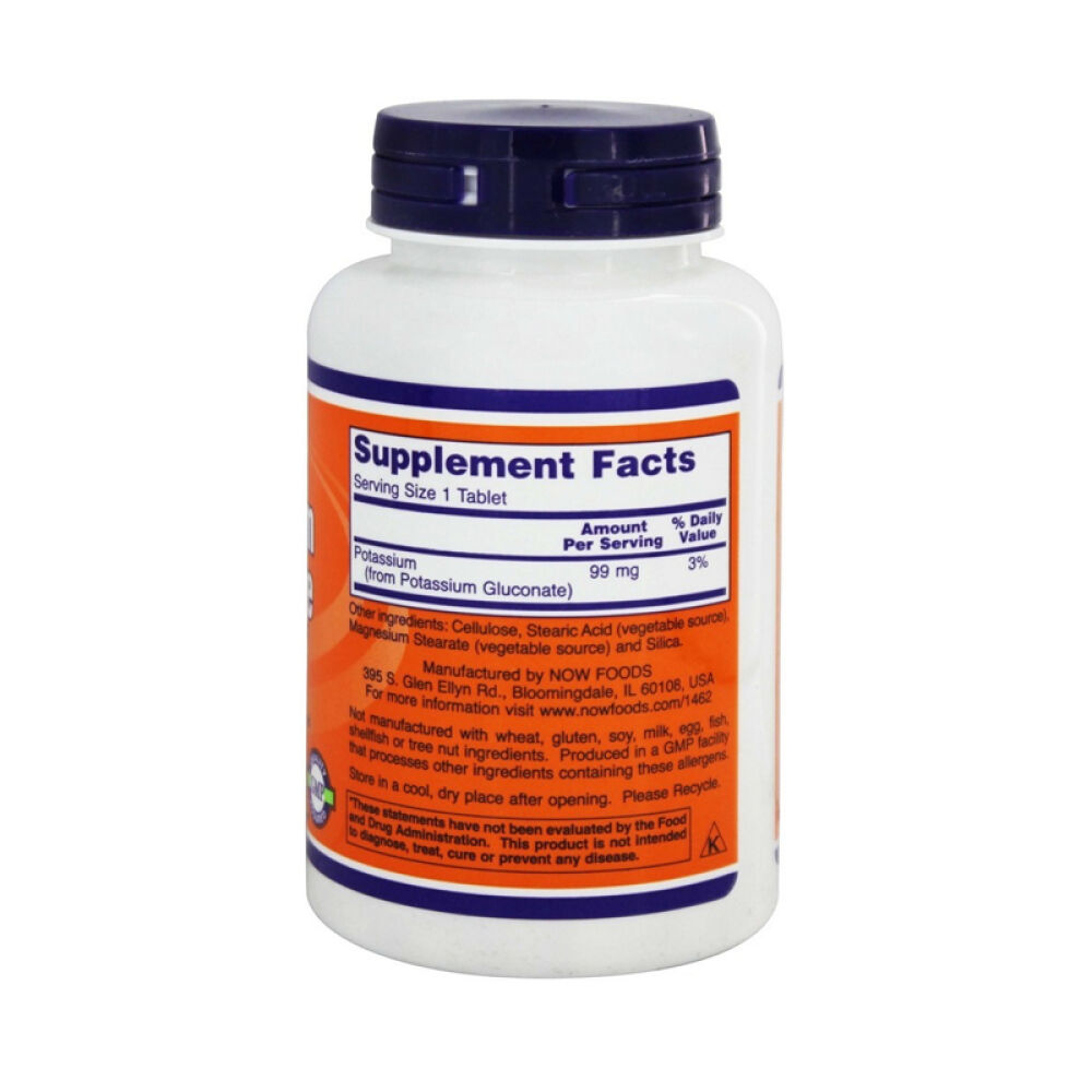 【美国正品直邮】NOWFoods诺奥支持电解质矿物质平衡和神经传导片剂钾葡萄糖酸钾片未定义250片
