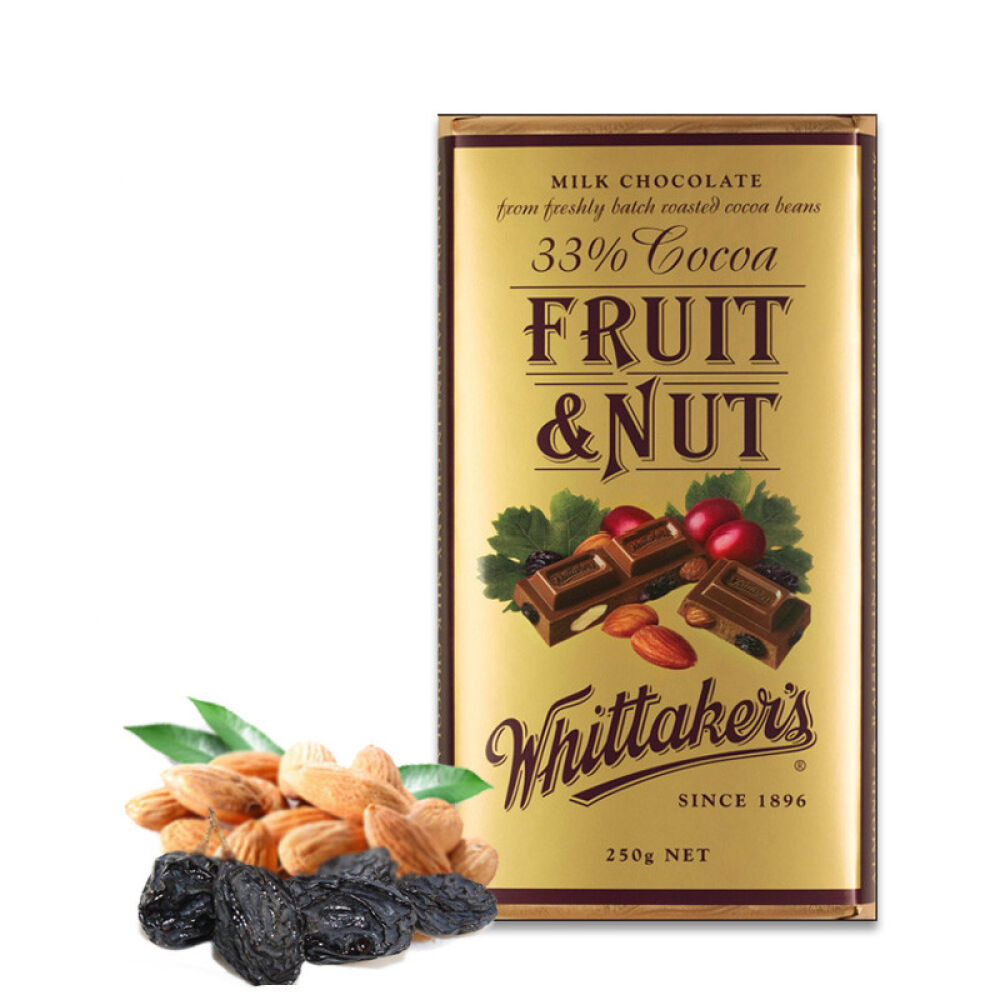 Whittakers惠特克可可杏仁夹心榛子巧克力系列多重口味选择250g水果坚果250g