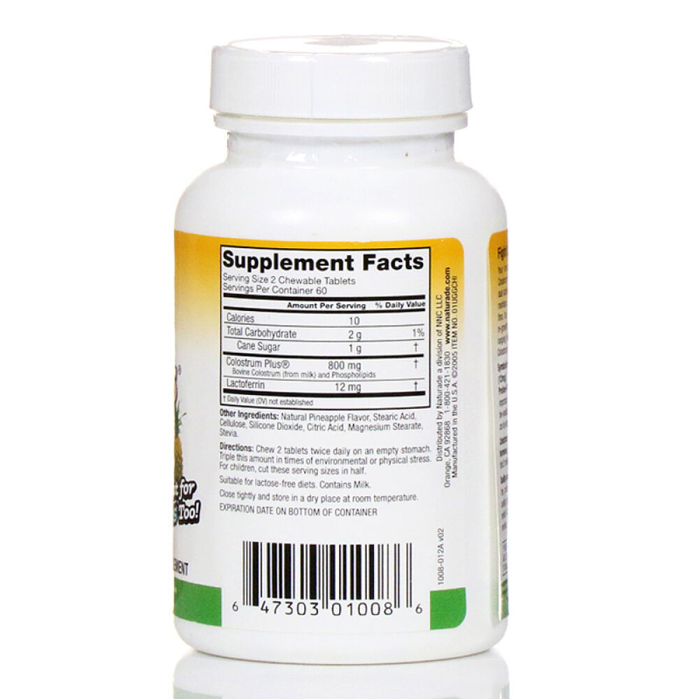 【全球购】美国原装Symbiotics婴儿纯牛初乳粉孕妇儿童成年人通用咀嚼片菠萝味120粒