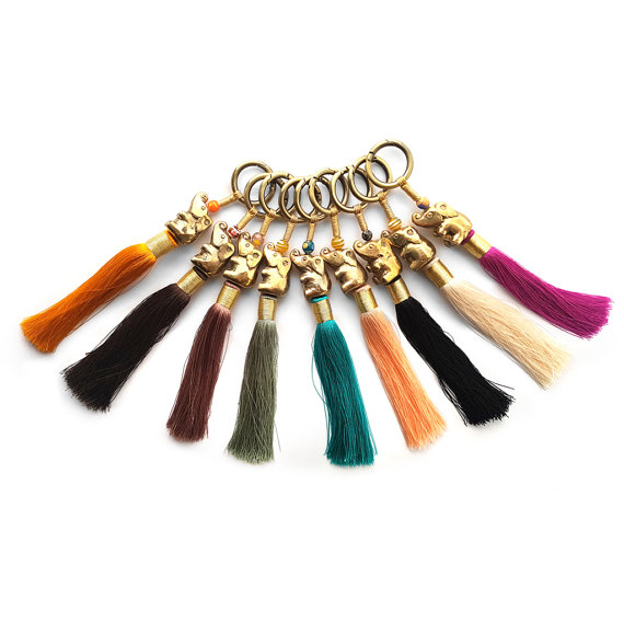 ElephantTasselPendant-KeychainHandbag-KeyringBrassElephant
