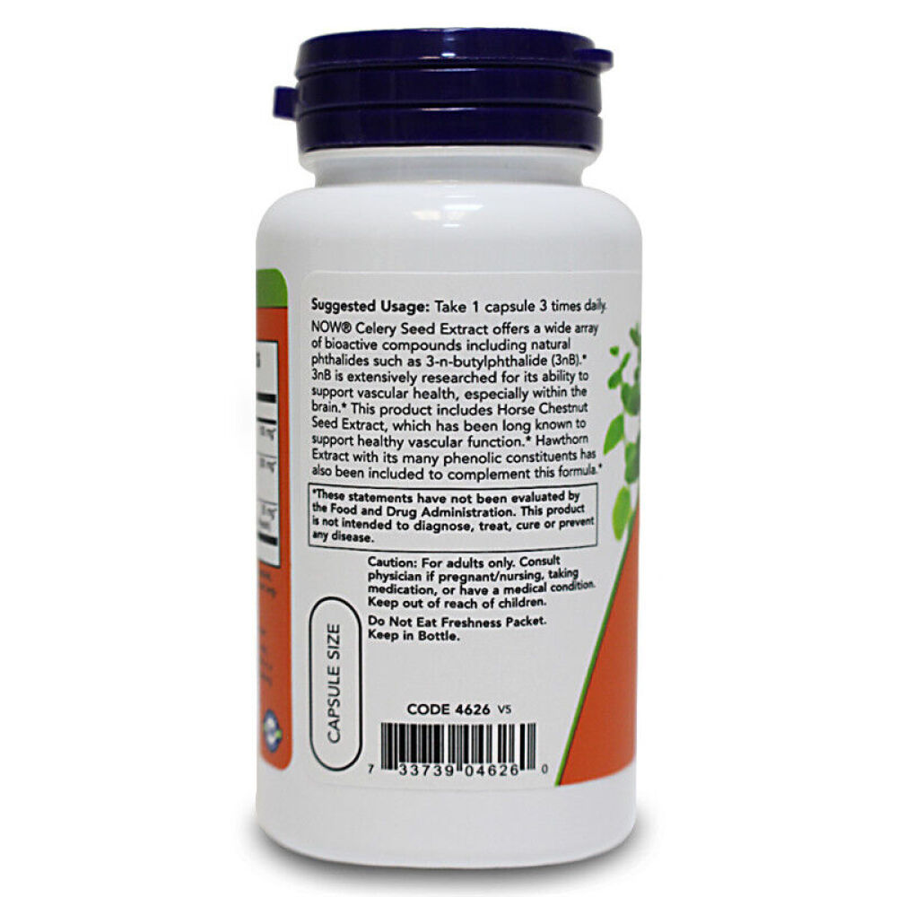 诺奥（NOW）芹菜籽粉精华胶囊60粒降三高降尿酸降血脂调节三高2瓶装