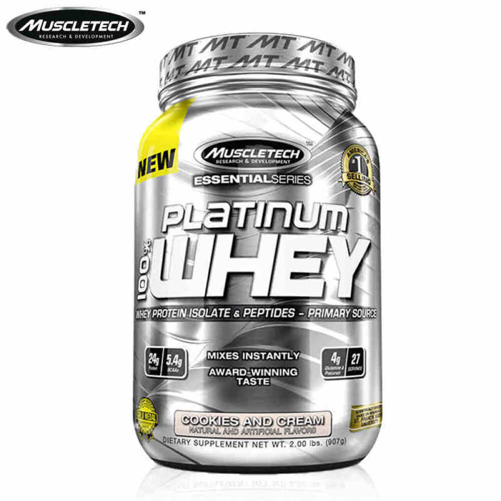 肌肉科技乳清蛋白粉白金蛋白粉增肌粉健身增重蛋白质粉2磅907g香草味