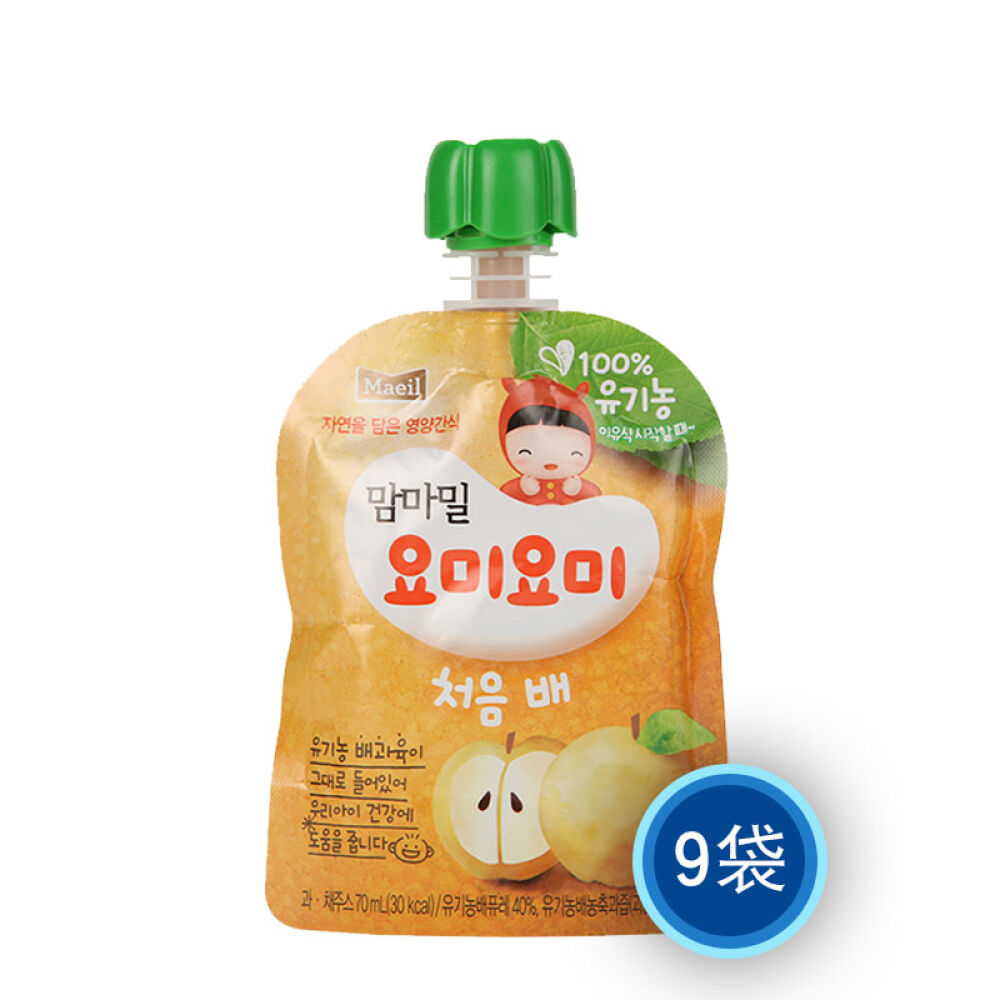 每日果泥宝宝果汁70ml*9袋maeil婴幼儿水果泥辅食韩国进口梨味*9