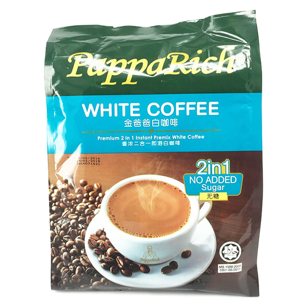 马来西亚进口PappaRich金爸爸无糖香浓2合1即溶白咖啡（300gx4袋）