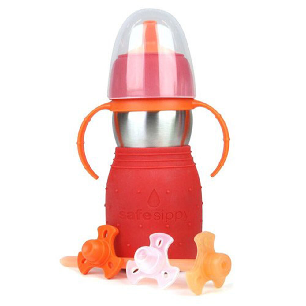 【全球购】美国安思培第二代儿童水杯不锈钢学饮杯/婴儿吸管杯宝宝隔热水杯红色330ml