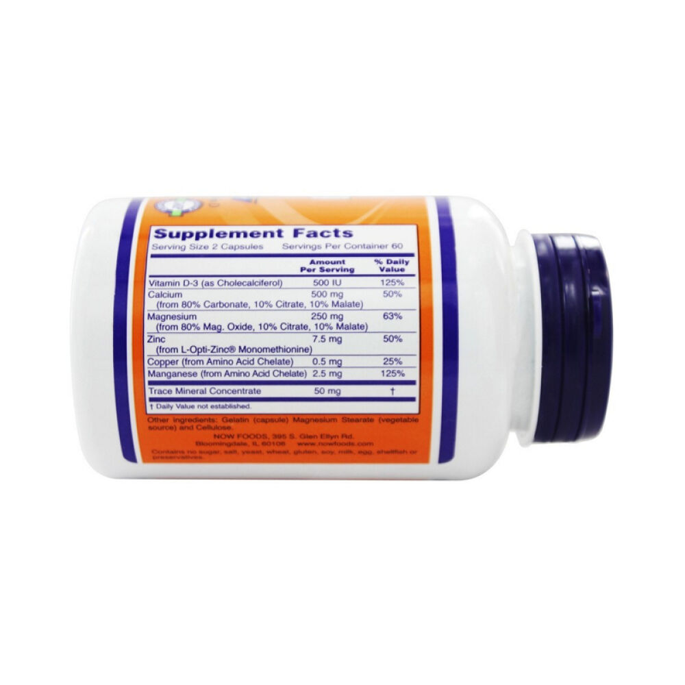 【美国正品直邮】NOWFoods诺奥添加微量元素和维生素D支持骨骼健康钙镁胶囊49305120粒