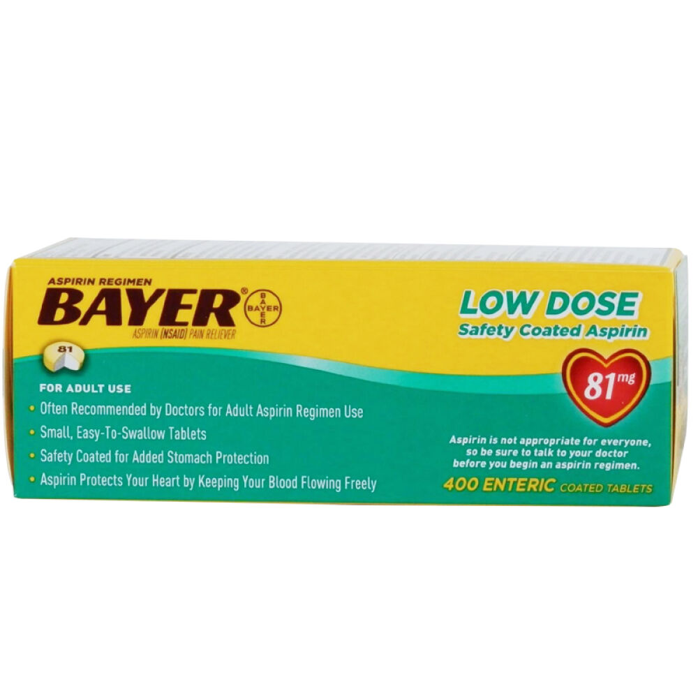 bayer拜耳阿司匹林肠溶片81mg400粒低剂量温和型缓解轻微疼痛防止血栓