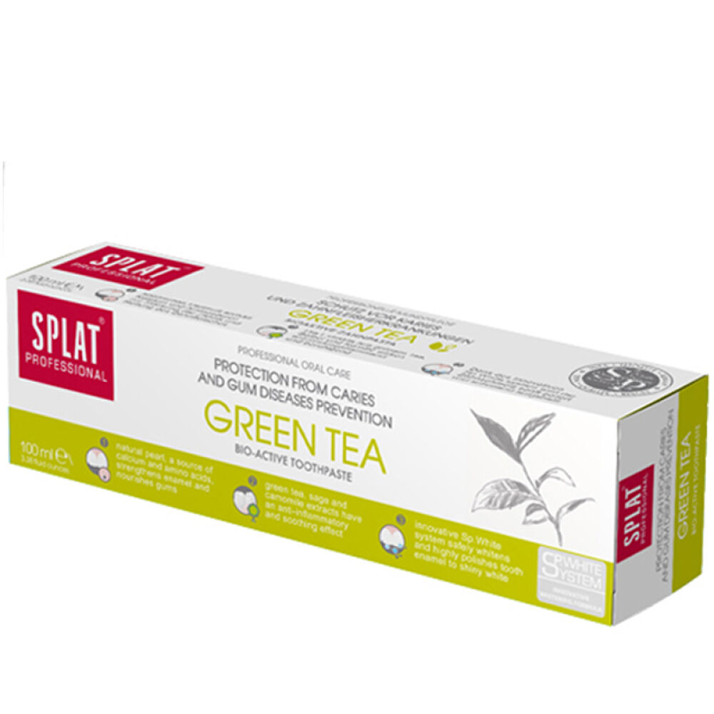 自营俄罗斯斯普雷特(SPLAT)绿茶健齿中草药牙膏固齿护龈100g