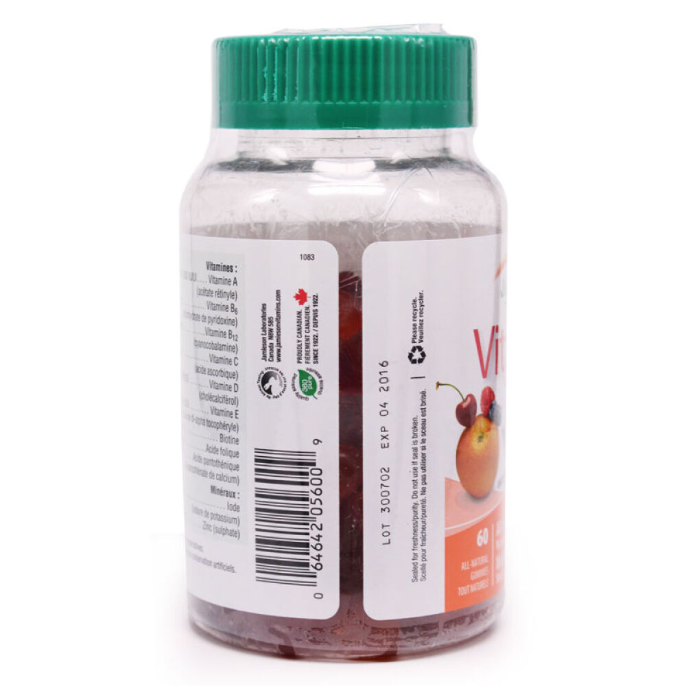 【全球购】加拿大直邮jamieson健美生儿童复合维生素果汁软糖3岁+60粒