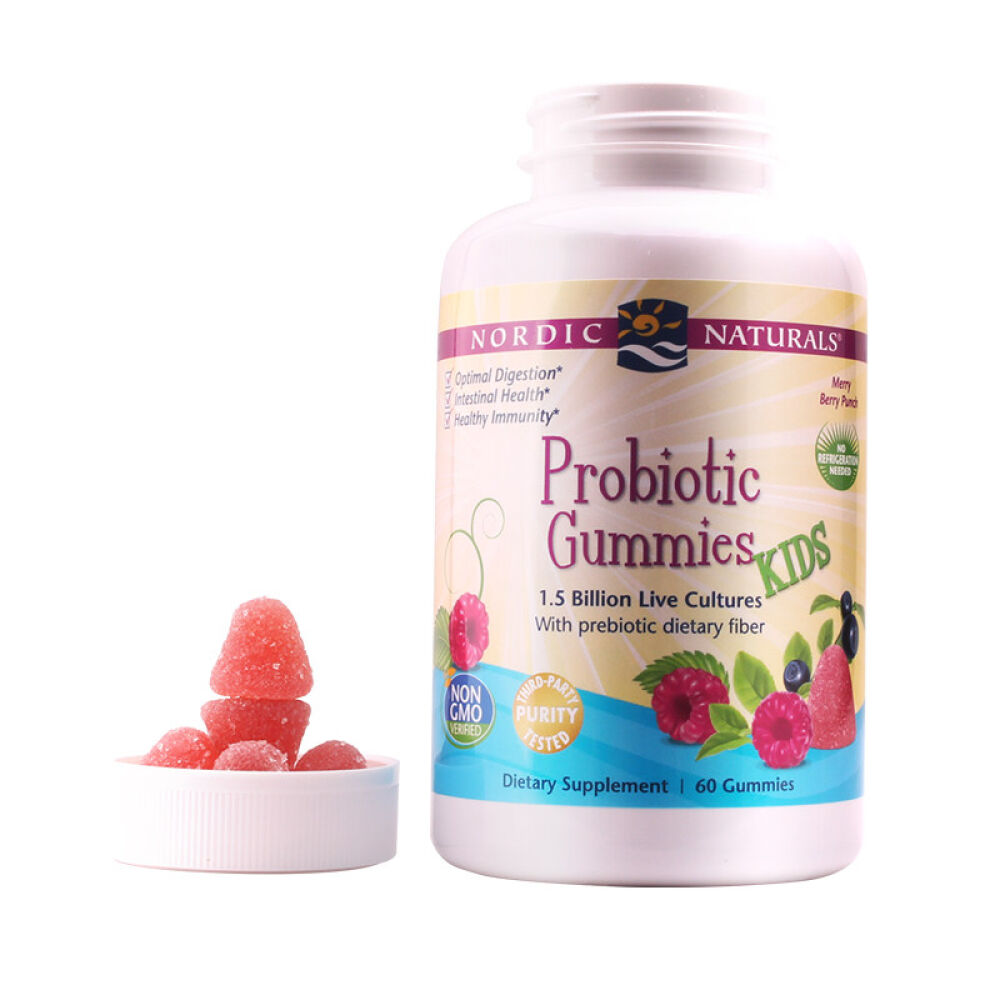 【全球购】挪威小鱼（Nordicnaturlas）儿童益生菌婴儿宝宝软糖60粒美国进口儿童益生菌软糖*2瓶